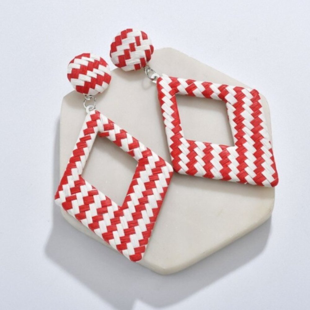 Jewelry earrings drop dangle statement red white fashion new